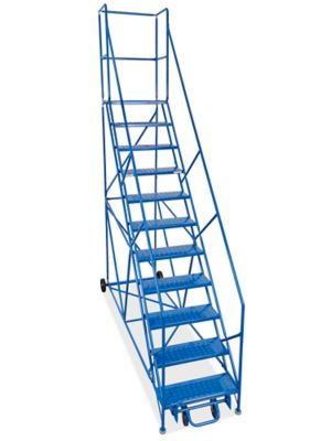 11 Step Safety Angle Rolling Ladder with 19" Top Step H-3150