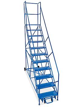 11 Step Safety Angle Rolling Ladder with 19" Top Step H-3150
