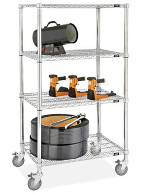 M1848C46 Chrome Mobile Cart 18D x 48W x 69High with 4 Wire Shelves 