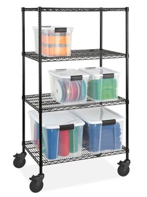 Black Mobile Shelving - 36 x 24 x 69", Black Casters H-3155BL-BL