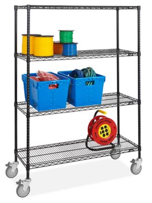 Black Mobile Shelving - 48 x 18 x 69" H-3156BL