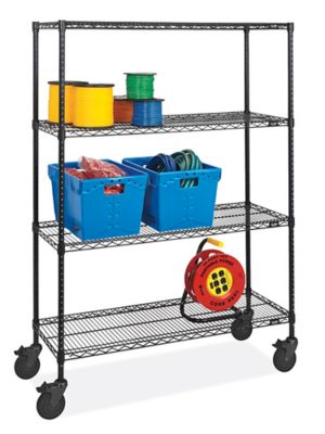 Black Mobile Shelving - 48 x 18 x 69", Black Casters H-3156BL-BL
