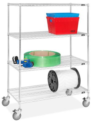 Chrome Heavy-Duty Wire Cart - 72 x 24 x 41, 3 Shelf H-1758 - Uline