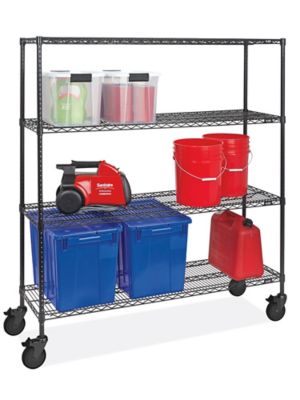 Black Mobile Shelving - 60 x 24 x 69", Black Casters H-3158BL-BL