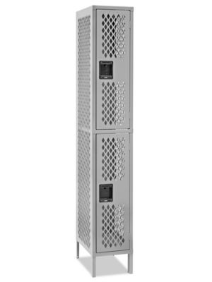 Uline Industrial Lockers - Ventilated, Double Tier, 1 Wide, Assembled, 12" Wide, 18" Deep H-3161