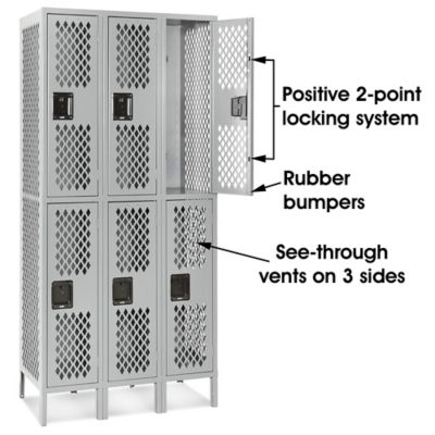 Uline Industrial Lockers - Ventilated, Double Tier, 3 Wide, Assembled, 36  Wide, 18 Deep H-3162 - Uline