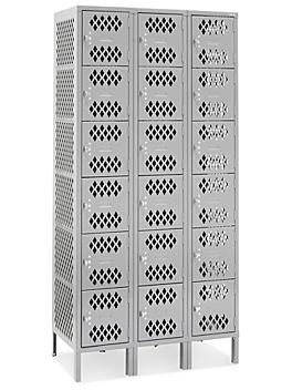 Uline Industrial Lockers - Ventilated, Six Tier, 3 Wide, Assembled, 36" Wide, 18" Deep H-3164