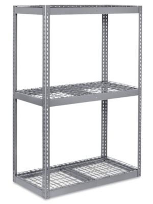 Mecalux Wide Span Shelving, Add-On Unit with Wire Decking 8'H x 8'W x 24''D, 3 Shelf Levels