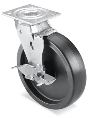 Heavy Duty Polyolefin Caster - Swivel with Brake, 8 x 2" H-3323SWB
