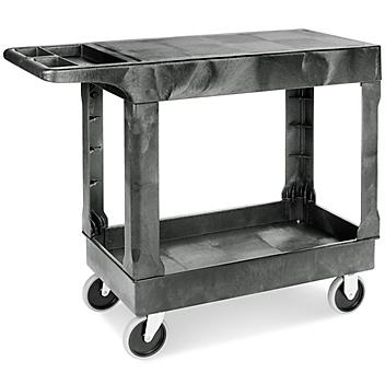 Uline Flat Shelf Utility Cart - 38 x 17 x 33", Black H-3324BL
