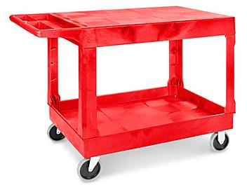 Uline Flat Shelf Utility Cart - 44 x 25 x 33", Red H-3325R