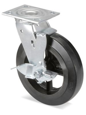 Heavy Duty Rubber Caster - Swivel with Brake, 8 x 2" H-3327SWB