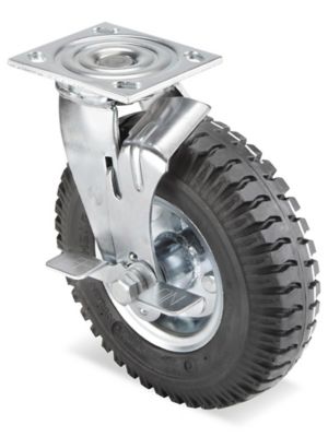 Pneumatic Caster - Swivel with Brake, 8 x 2 1/2", Black H-3328BL-SWB