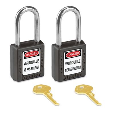 Master Lock&reg; Lockout Padlock - Keyed Different, 1 1/2" Shackle, Black H-3422BL