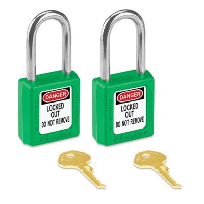 Master Lock&reg; Lockout Padlock - Keyed Different, 1 1/2" Shackle, Green H-3422G
