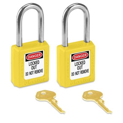 Master Lock® Lockout Padlock Keyed Different, 1 1/2" Shackle, Yellow