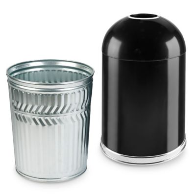 Domed Open Top Trash Can - 20 Gallon, Black