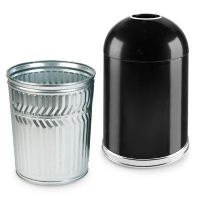 Domed Open Top Trash Can - 20 Gallon, Black H-3489 - Uline