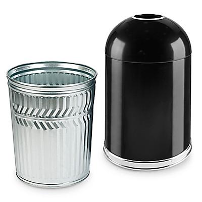 Domed Open Top Trash Can - 20 Gallon, Black H-3489 - Uline