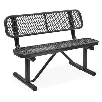  Metal Bench with Back - 4'