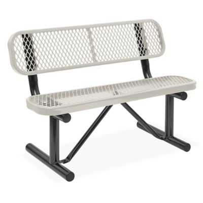 Metal Bench with Back - 4', Beige H-3500BE