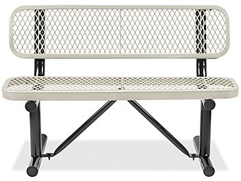 Metal Bench with Back - 4', Beige H-3500BE