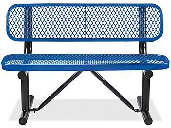 Metal Bench with Back - 4', Blue H-3500BLU