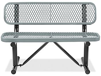 Metal Bench with Back - 4', Gray H-3500GR