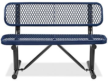 Metal Bench with Back - 4', Navy H-3500NB