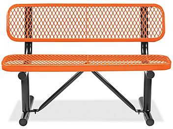 Metal Bench with Back - 4', Orange H-3500O