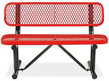 Metal Bench with Back - 4', Red H-3500R