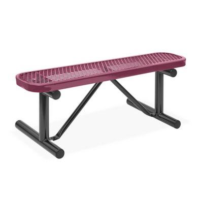 Metal Bench without Back - 4', Burgundy H-3501BU