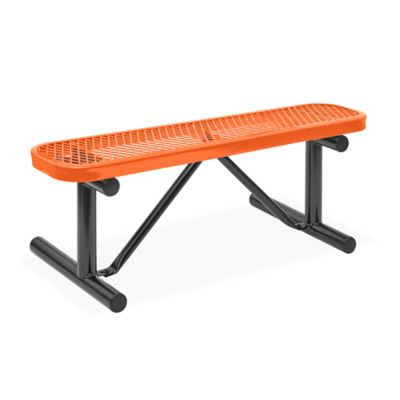 Metal Bench without Back - 4', Orange H-3501O