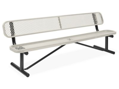 Metal Bench with Back - 8', Beige H-3502BE