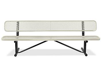 Metal Bench with Back - 8', Beige H-3502BE