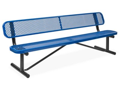 Metal Bench with Back - 8', Blue H-3502BLU