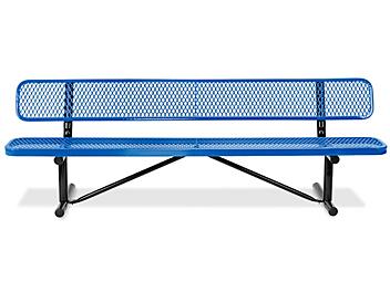 Metal Bench with Back - 8', Blue H-3502BLU