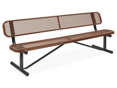 Metal Bench with Back - 8', Brown H-3502BR