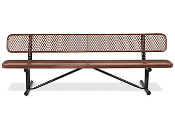 Metal Bench with Back - 8', Brown H-3502BR