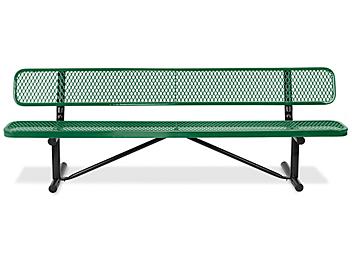 Metal Bench with Back - 8', Green H-3502G