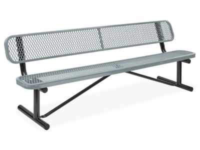 Metal Bench with Back - 8', Gray H-3502GR