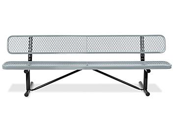 Metal Bench with Back - 8', Gray H-3502GR