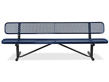 Metal Bench with Back - 8', Navy H-3502NB
