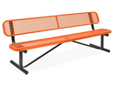 Metal Bench with Back 8 Orange H 3502O Uline