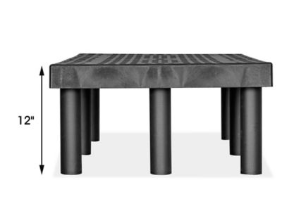 Modulair Plastic Pallet Dunnage Rack voor Keuken Kast Opslag 1100Lb. Capaciteit Heftruck Pallets voor Magazijn Garage Zwart 80x80x12cm (2st
