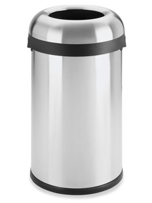 EKO Urban Slim 15.8 Gallon Commercial Trash Can, Brushed Stainless Steel  Open Top Garbage Can