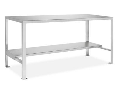  Mesa de trabajo con marco I de aluminio con tapa de acero  inoxidable. Tamaño: 34 H x 72 W x 30 D : Productos de Oficina