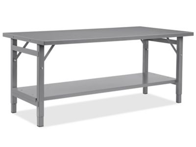 Mesa de Acero para Ensamble con Repisa Inferior - 72 x 36