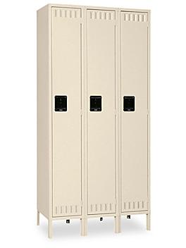 Uline Industrial Lockers - Single Tier, 3 Wide, Assembled, 36" Wide, 12" Deep, Tan H-3637AT