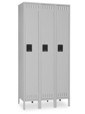 Uline Industrial Lockers - Single Tier, 3 Wide, Unassembled, 36" Wide, 12" Deep, Gray H-3637GR